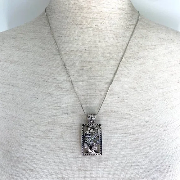 Silpada Sterling Silver Paisley Open Scroll Pendant Necklace & Earrings Set 20" - Picture 2 of 16